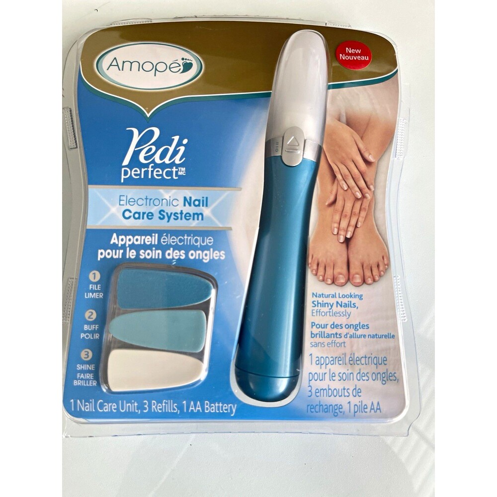 Amope Pedi Perfect Nail File Two-Speed Ergonomic w/ 3 Refills AA Battery